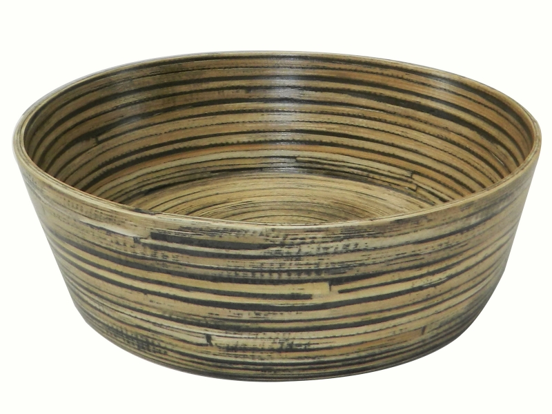 Round bamboo bread basket, antique black